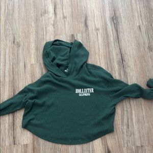 Hollister Green Cropped Hoodie Sweatshirt